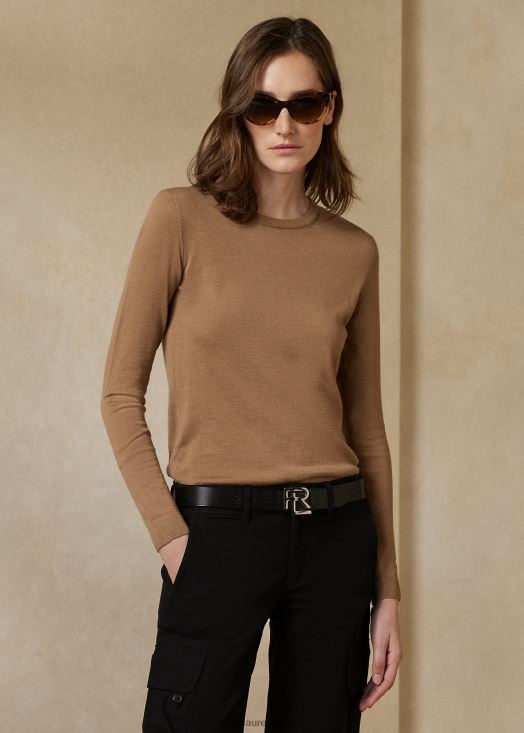 pull à col rond en cachemire 46T60T9350 femmes Ralph Lauren chameau