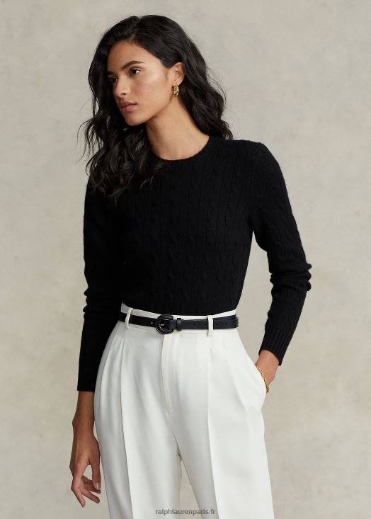 pull en cachemire à torsades 46T60T9122 femmes Ralph Lauren noir