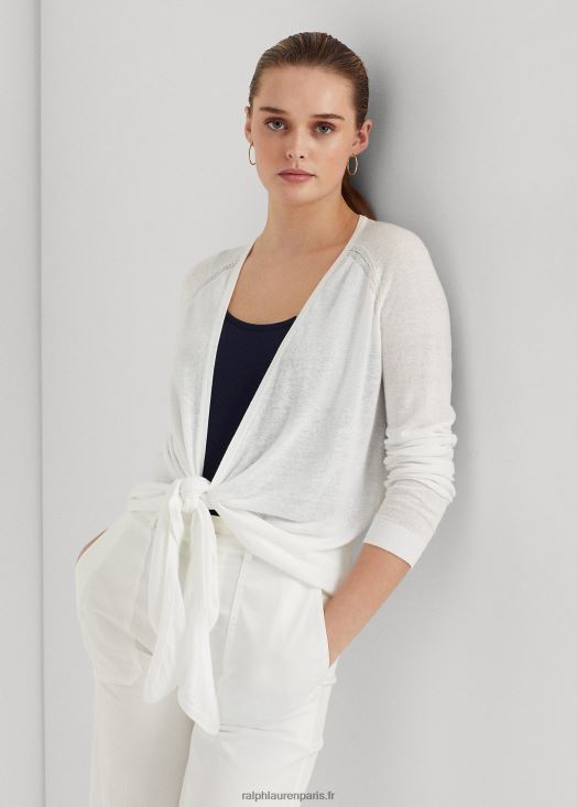 pull en lin mélangé 46T60T4337 femmes Ralph Lauren blanc