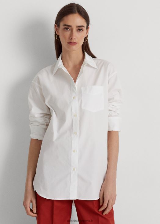 chemise en drap de coton 46T60T3815 femmes Ralph Lauren blanc