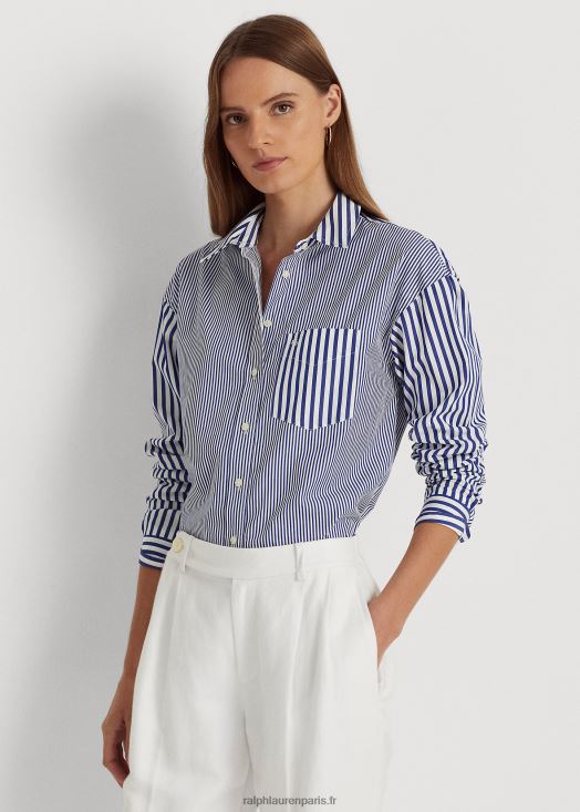 chemise en drap de coton à rayures 46T60T9569 femmes Ralph Lauren