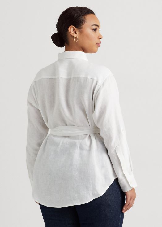 chemise en lin à ceinture 46T60T4630 femmes Ralph Lauren blanc