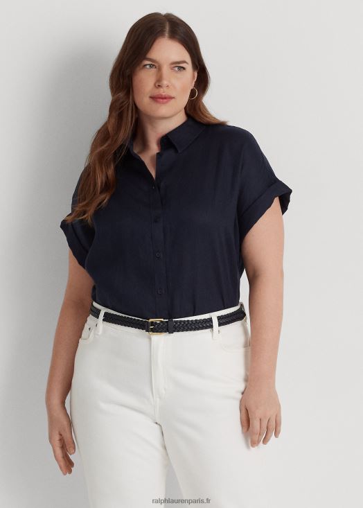 chemise à manches dolman en lin 46T60T4498 femmes Ralph Lauren marine