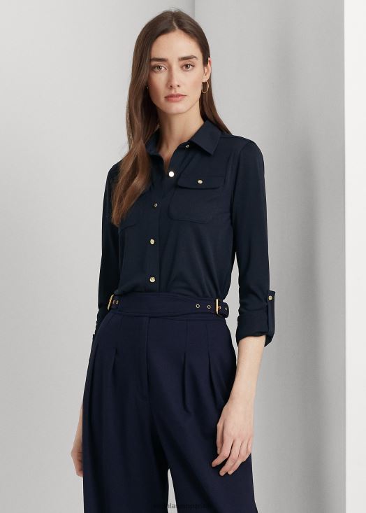 chemise à manches retroussées 46T60T9153 femmes Ralph Lauren marine