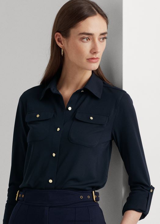 chemise à manches retroussées 46T60T9153 femmes Ralph Lauren marine