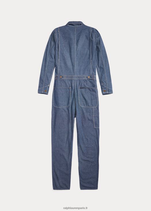 combinaison en coton à carreaux 46T60T3648 femmes Ralph Lauren indigo