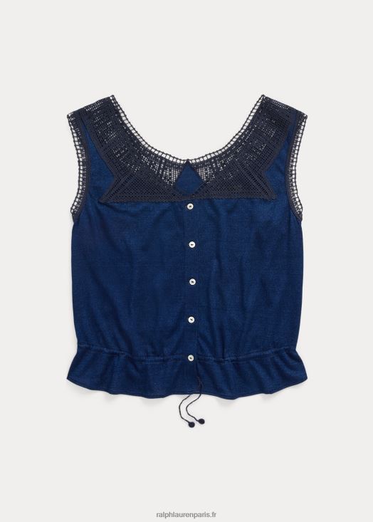 caraco à bords crochetés 46T60T3639 femmes Ralph Lauren indigo