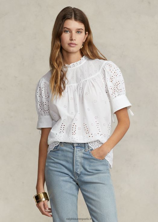 haut en coton à broderie anglaise 46T60T2968 femmes Ralph Lauren blanc