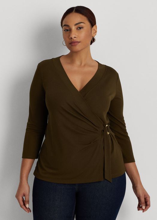 haut en jersey extensible 46T60T4493 femmes Ralph Lauren vert botanique