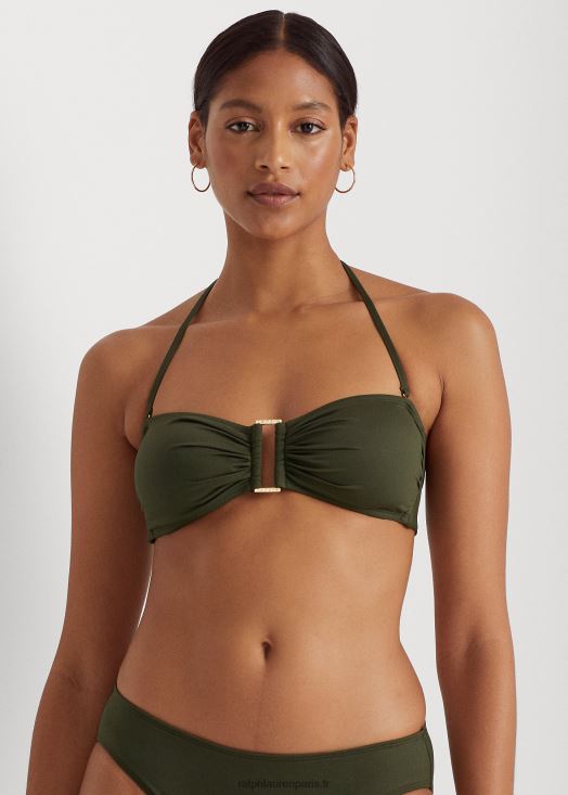 haut de bikini bandeau à anneau 46T60T9441 femmes Ralph Lauren olive