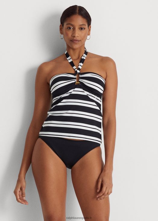 tankini bandeau rayé 46T60T4189 femmes Ralph Lauren noir blanc