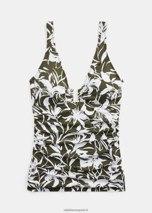 tankini froncé à fleurs 46T60T9434 femmes Ralph Lauren olive