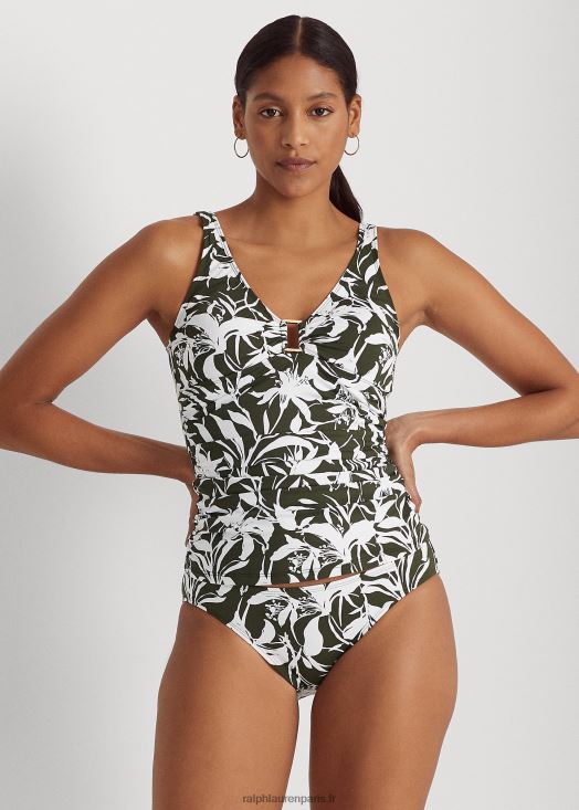 tankini froncé à fleurs 46T60T9434 femmes Ralph Lauren olive