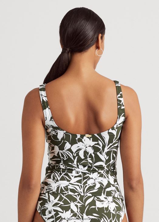 tankini froncé à fleurs 46T60T9434 femmes Ralph Lauren olive