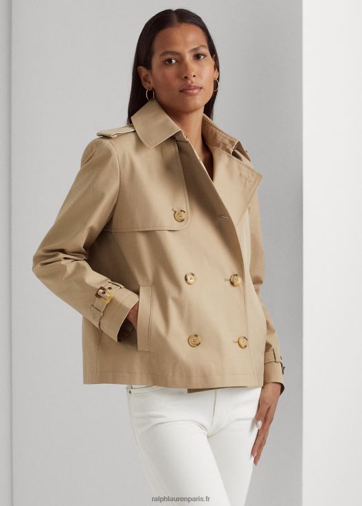 trench court à double boutonnage 46T60T4122 femmes Ralph Lauren bronzage bouleau