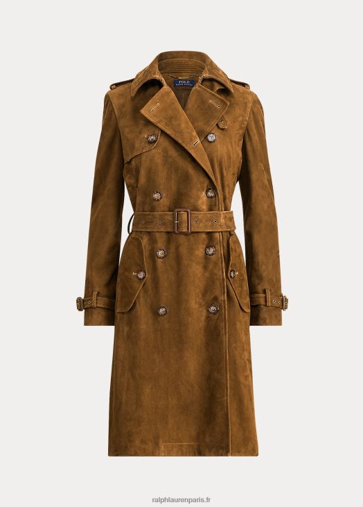 trench en daim 46T60T9259 femmes Ralph Lauren brun saxe