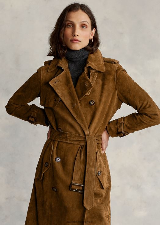 trench en daim 46T60T9259 femmes Ralph Lauren brun saxe