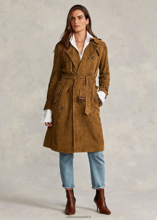 trench en daim 46T60T9259 femmes Ralph Lauren brun saxe