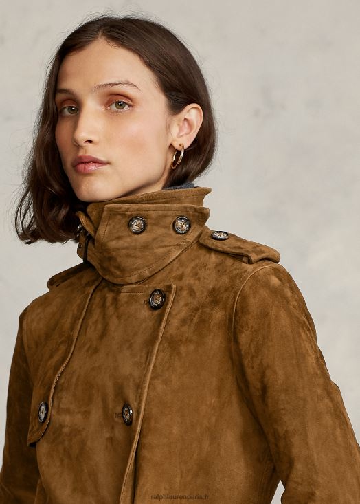 trench en daim 46T60T9259 femmes Ralph Lauren brun saxe