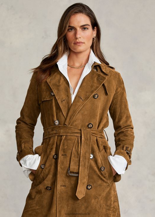 trench en daim 46T60T9259 femmes Ralph Lauren brun saxe