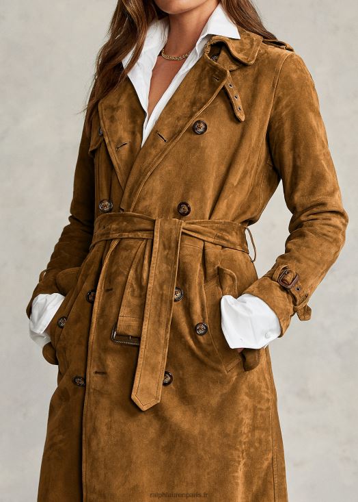 trench en daim 46T60T9259 femmes Ralph Lauren brun saxe