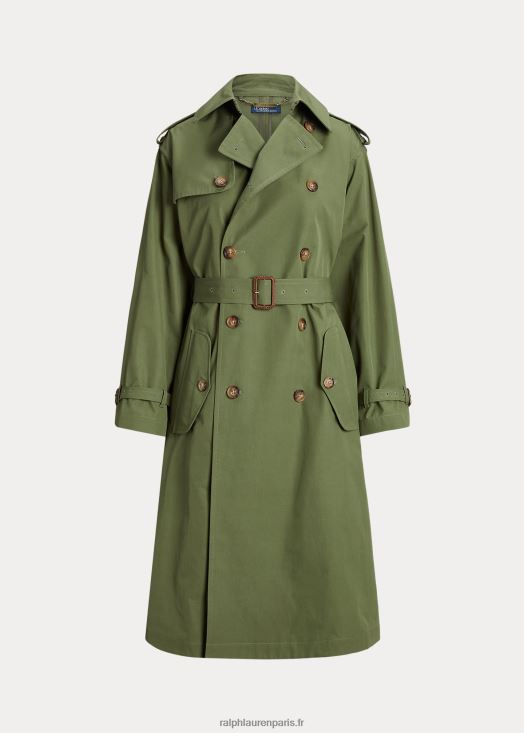 trench en popeline 46T60T9201 femmes Ralph Lauren olivier à baldaquin