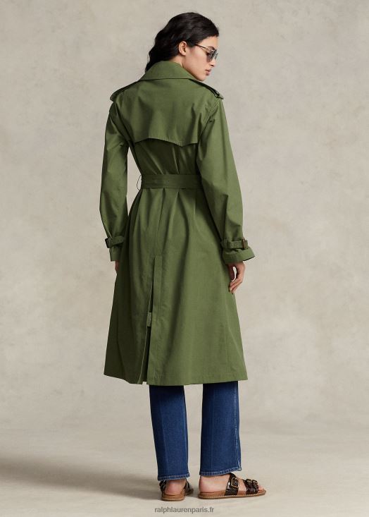 trench en popeline 46T60T9201 femmes Ralph Lauren olivier à baldaquin