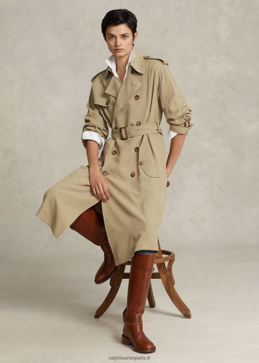 trench en sergé 46T60T9204 femmes Ralph Lauren désert kaki