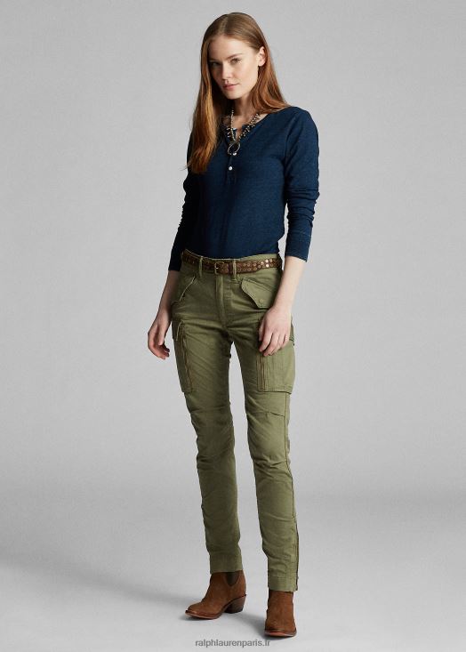 pantalon cargo skinny stretch 46T60T3610 femmes Ralph Lauren olive