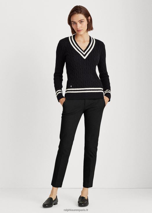 pantalon en coton extensible 46T60T4478 femmes Ralph Lauren noir