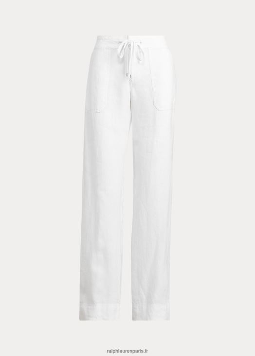 pantalon large en lin 46T60T3964 femmes Ralph Lauren blanc