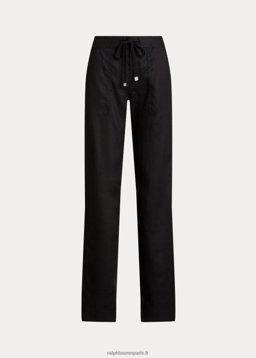 pantalon large en lin 46T60T4374 femmes Ralph Lauren noir