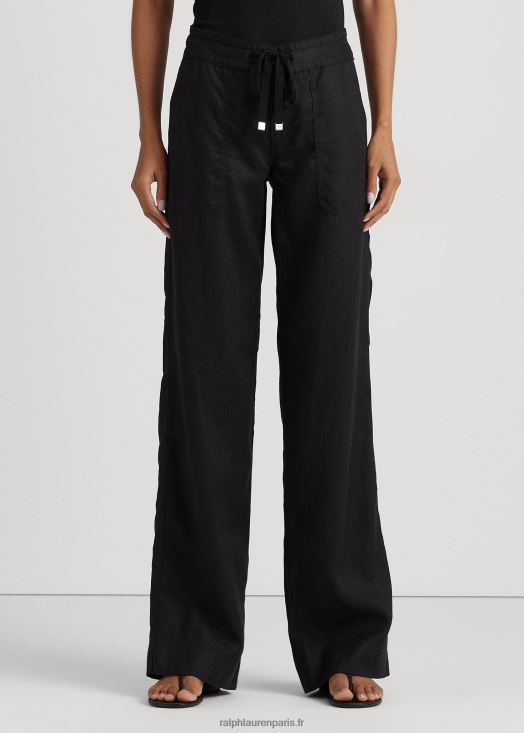 pantalon large en lin 46T60T4374 femmes Ralph Lauren noir