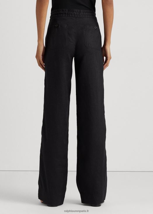 pantalon large en lin 46T60T4374 femmes Ralph Lauren noir