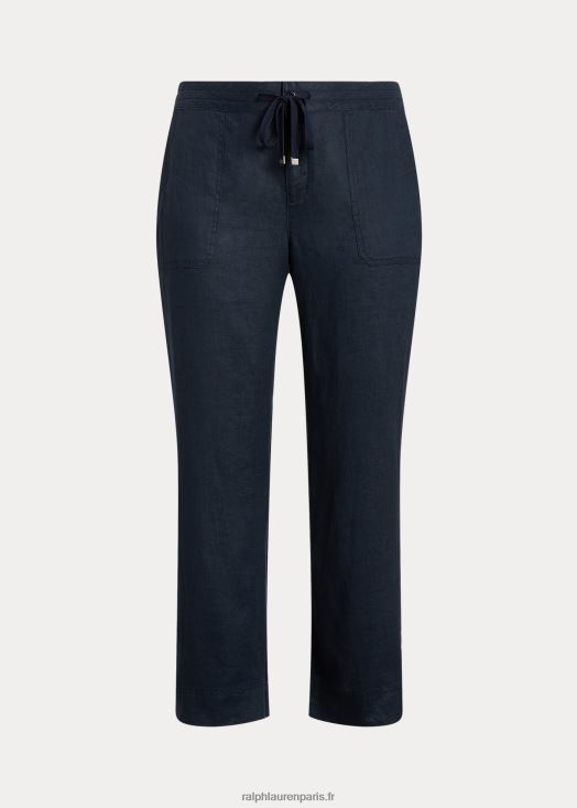 pantalon large en lin 46T60T4665 femmes Ralph Lauren marine