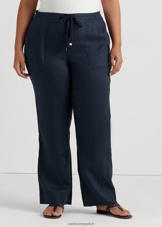 pantalon large en lin 46T60T4665 femmes Ralph Lauren marine