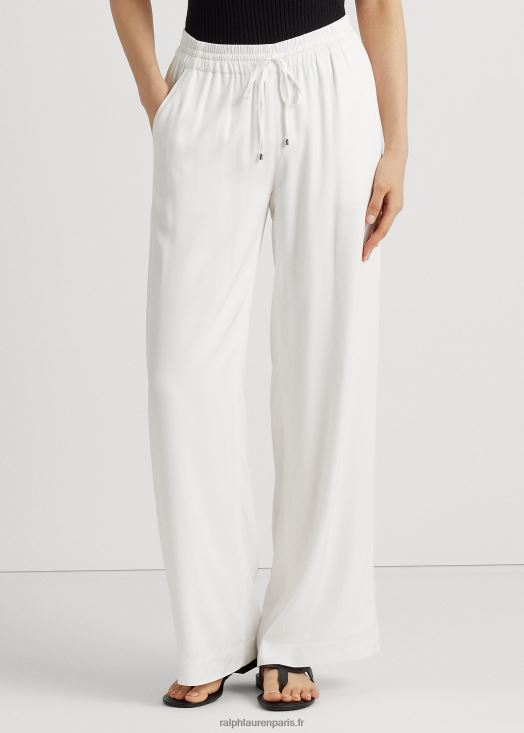 pantalon large en sergé 46T60T3929 femmes Ralph Lauren blanc