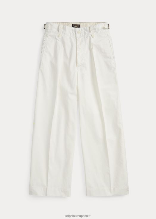 pantalon large raccourci en popeline 46T60T3664 femmes Ralph Lauren blanc