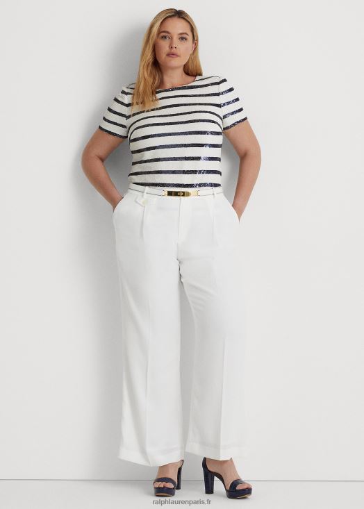 pantalon plissé en georgette 46T60T4805 femmes Ralph Lauren blanc