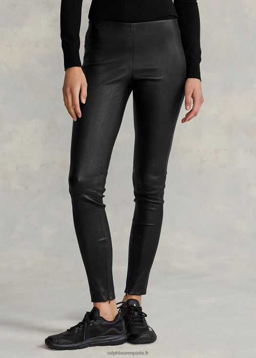 pantalon slim en cuir 46T60T3342 femmes Ralph Lauren noir