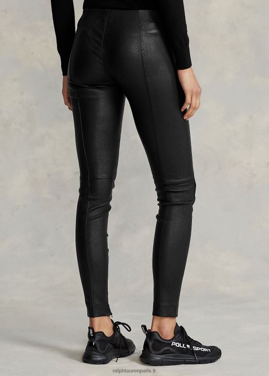 pantalon slim en cuir 46T60T3342 femmes Ralph Lauren noir