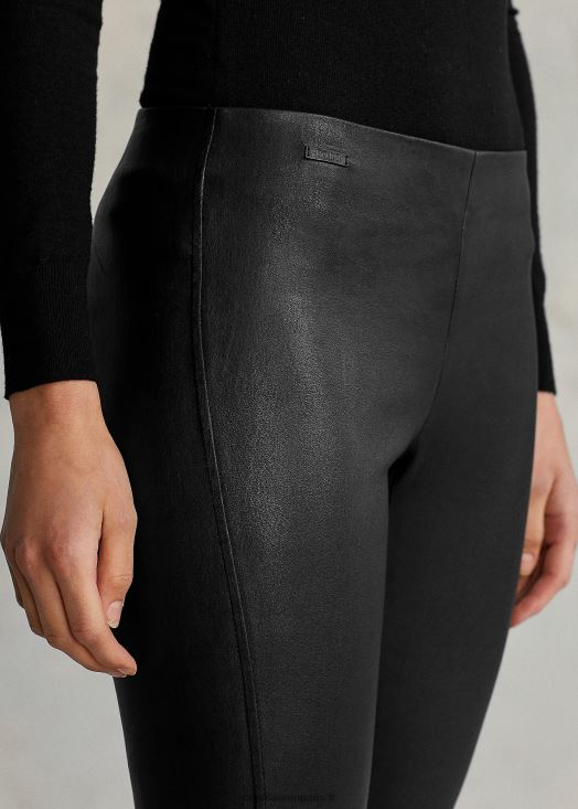 pantalon slim en cuir 46T60T3342 femmes Ralph Lauren noir