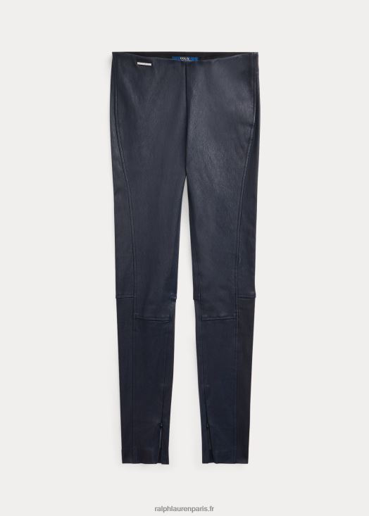 pantalon slim en cuir 46T60T3343 femmes Ralph Lauren marine