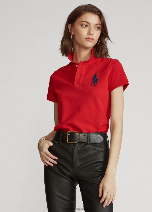 polo big pony coupe skinny 46T60T4765 femmes Ralph Lauren rouge