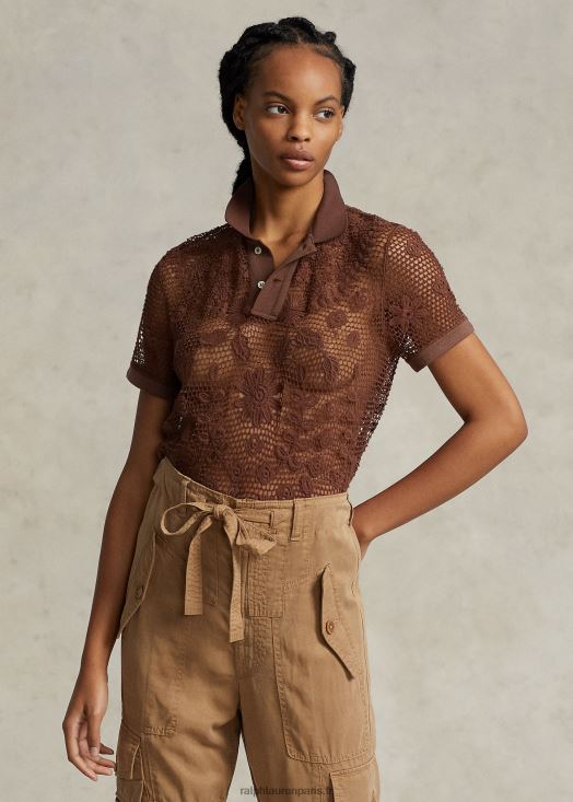 polo en dentelle à fleurs 46T60T3206 femmes Ralph Lauren Chocolat brun