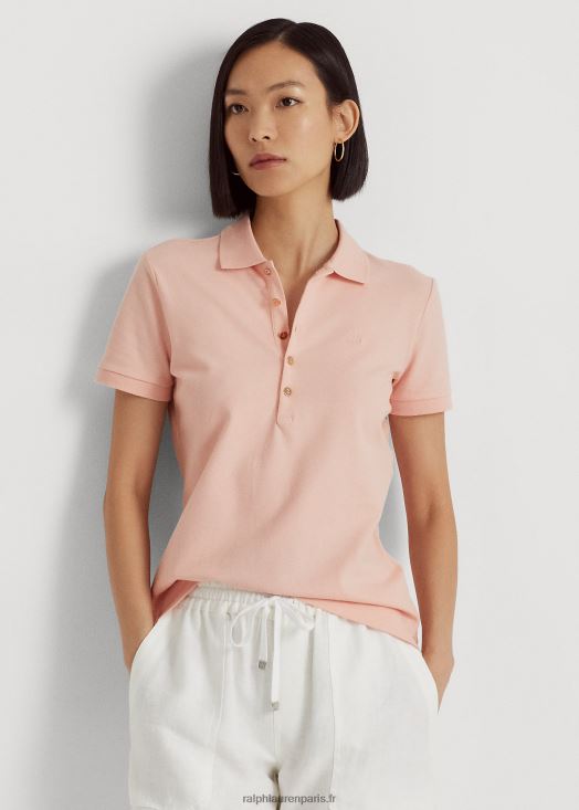 polo en piqué 46T60T4014 femmes Ralph Lauren rose pâle