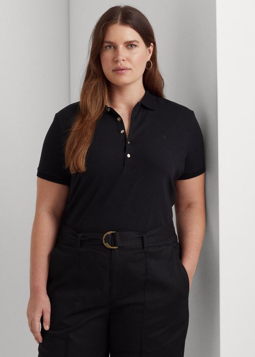 polo en piqué stretch 46T60T4626 femmes Ralph Lauren noir