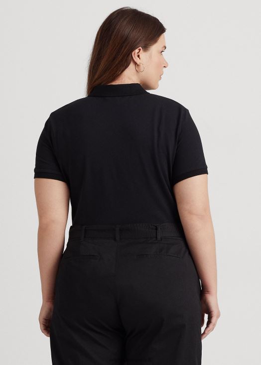 polo en piqué stretch 46T60T4626 femmes Ralph Lauren noir