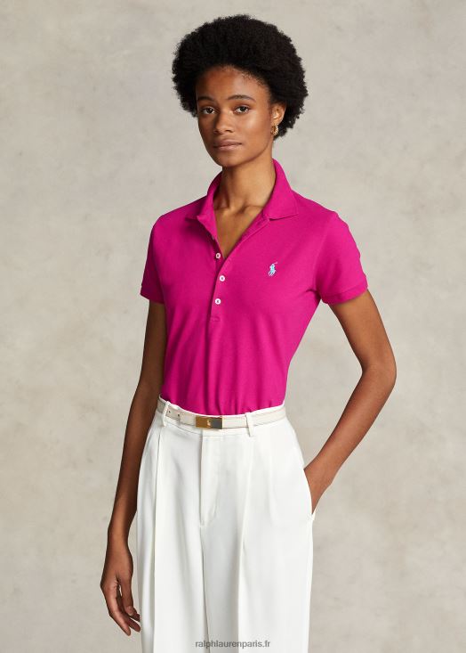 polo stretch coupe slim 46T60T3242 femmes Ralph Lauren ciel rose