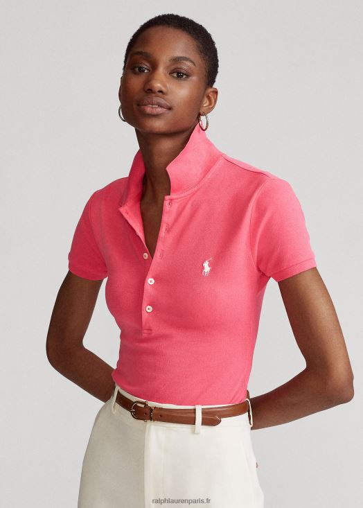 polo stretch coupe slim 46T60T3243 femmes Ralph Lauren rose vif